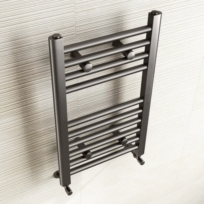 Naples Premium Brushed Gunmetal Straight Heated Towel Rail 650x400mm
