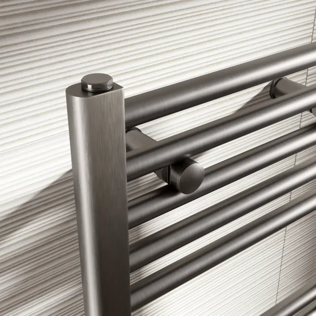 Naples Premium Brushed Gunmetal Straight Heated Towel Rail 650x400mm
