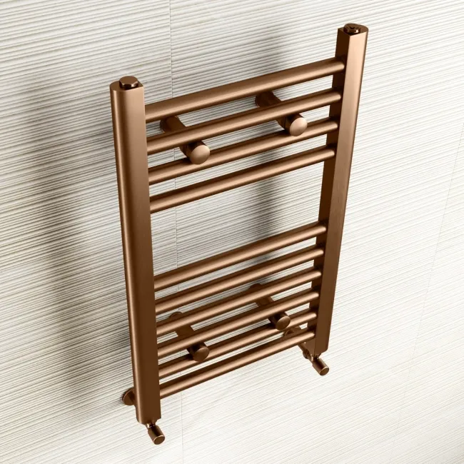 Naples Premium Brushed Copper Straight Heated Towel Rail 650x400mm
