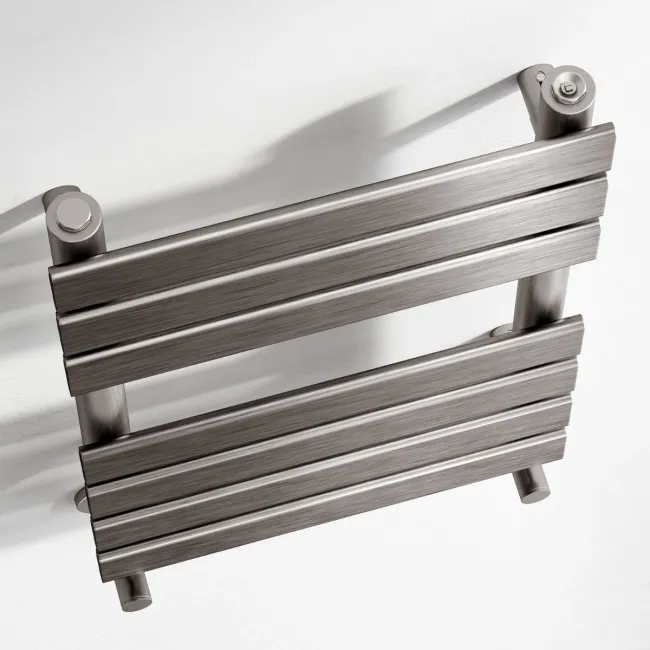 Santorini Brushed Gunmetal Flat Panel Heated Towel Rail 650x400mm