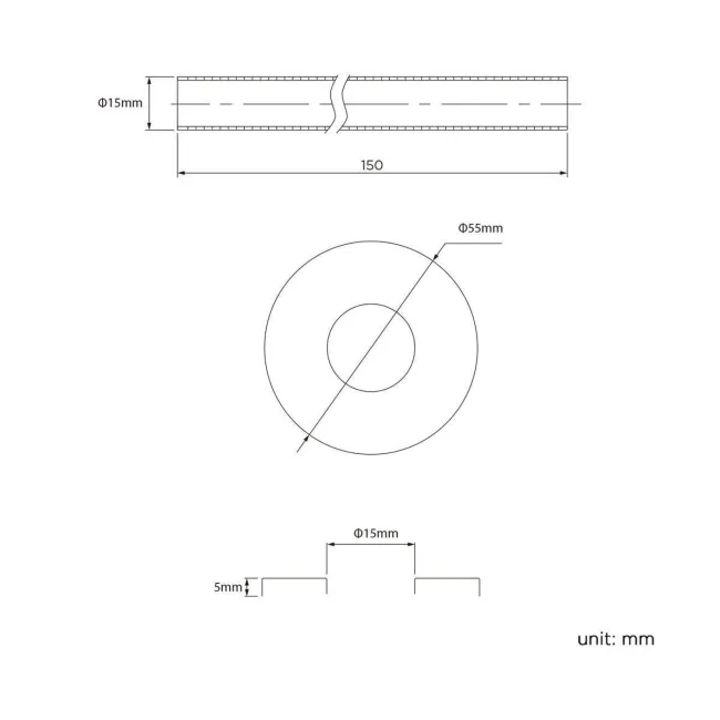 Anthracite Pipe Connectors For Heated Towel Rails & Radiators (Pair) 150mm