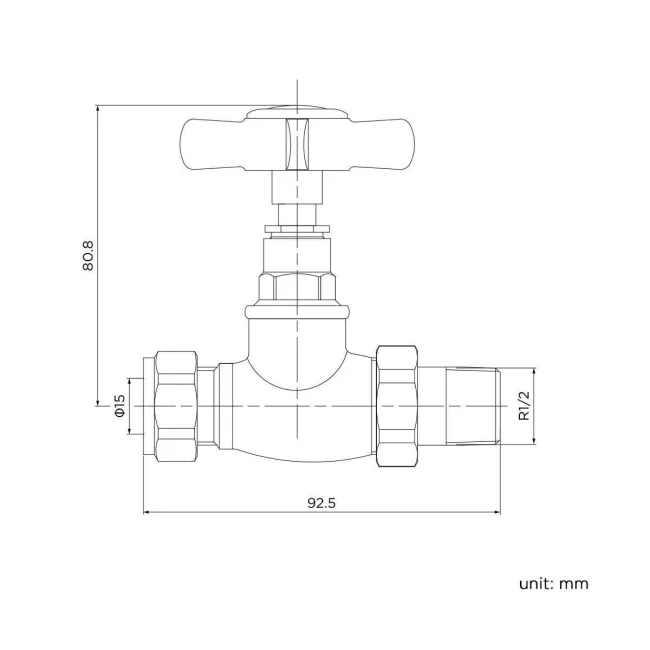 Anthracite Straight Traditional Manual Radiator Valves (Pair) Standard 15mm