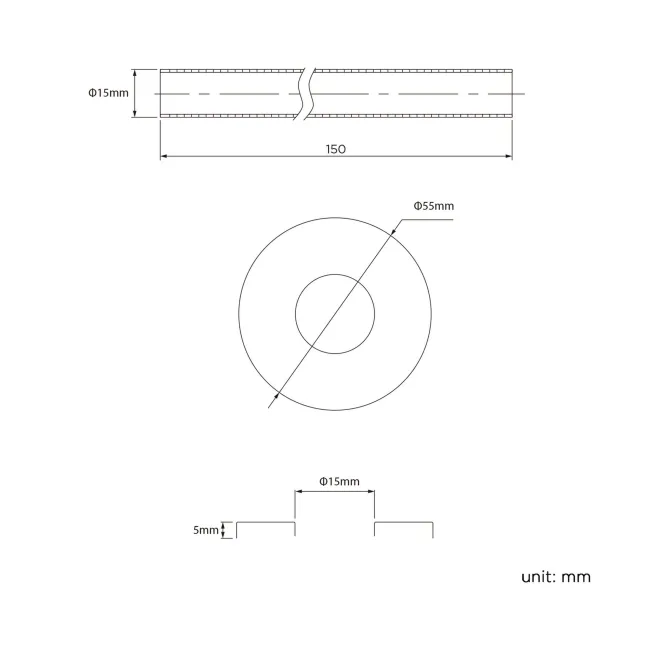 Brushed Brass Pipe Connectors For Heated Towel Rails & Radiators (Pair) 150mm