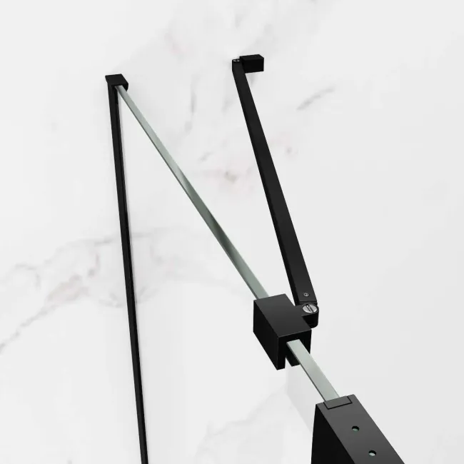Vienna Matt Black Easy Clean 8mm Hinged Shower Door 1400mm