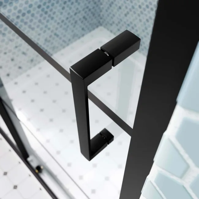 London Matt Black Grid 6mm Sliding Shower Door 1400mm