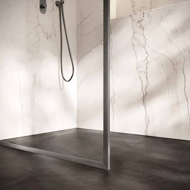 Antwerp Brushed Gunmetal Framed Easy Clean 8mm Wet Room Shower Glass Panel 900mm