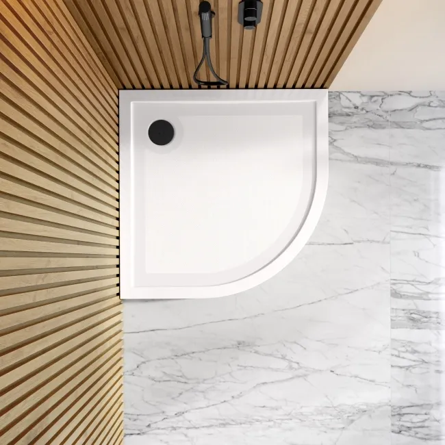 Doha Quadrant Gloss White Anti-slip Stone Shower Tray 800x800mm