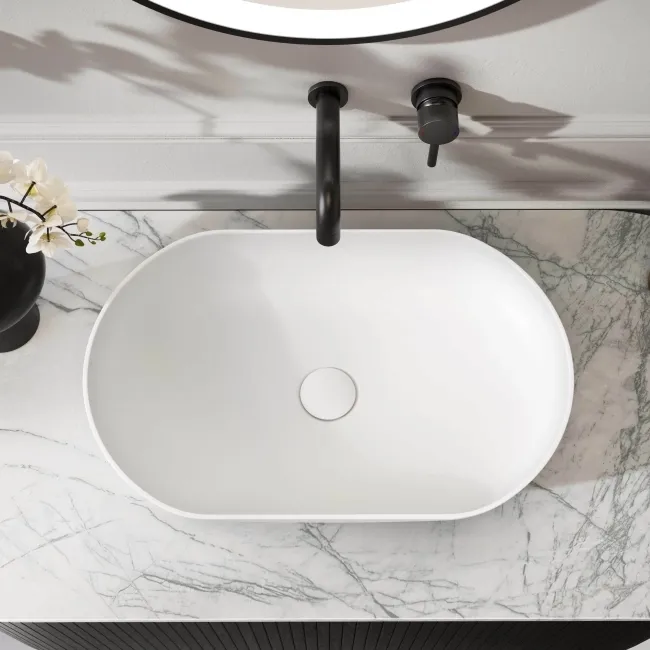 Missouri Matt White Pill Counter Top Stone Basin
