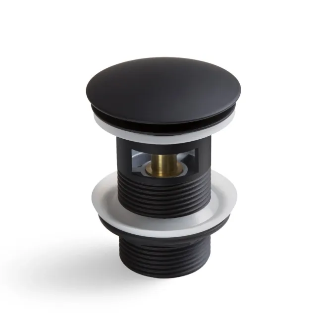 Matt Black Dome Top Pop Up Basin Waste - Slotted