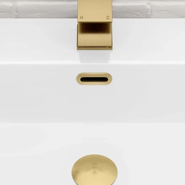 Brushed Brass Pill Basin Overflow Ring