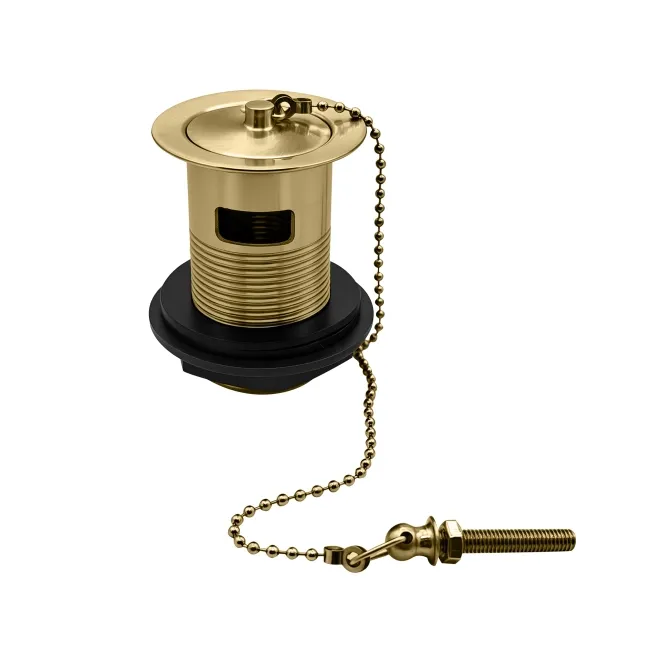 Traditional Brushed Brass Basin Waste with Plug & Ball Chain