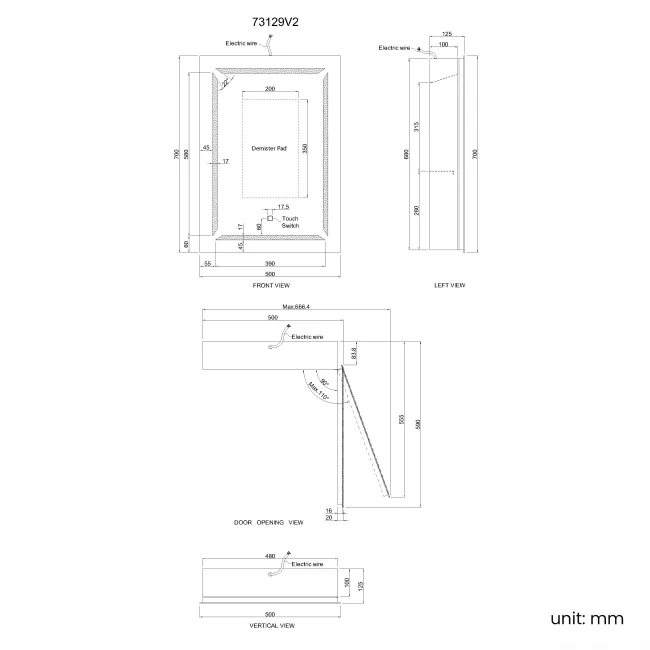 Haisley Illuminated LED Mirror Cabinet 700x500mm