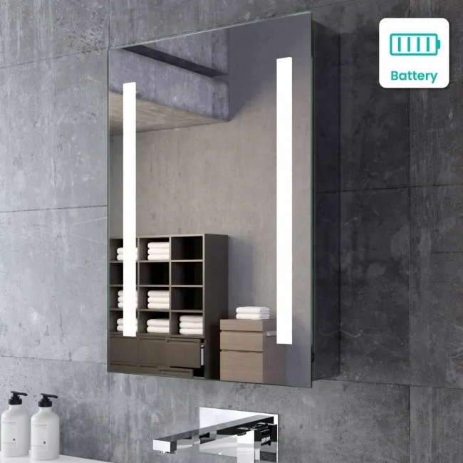 Emielia Battery Powered Illuminated LED Mirror Cabinet 700x500mm