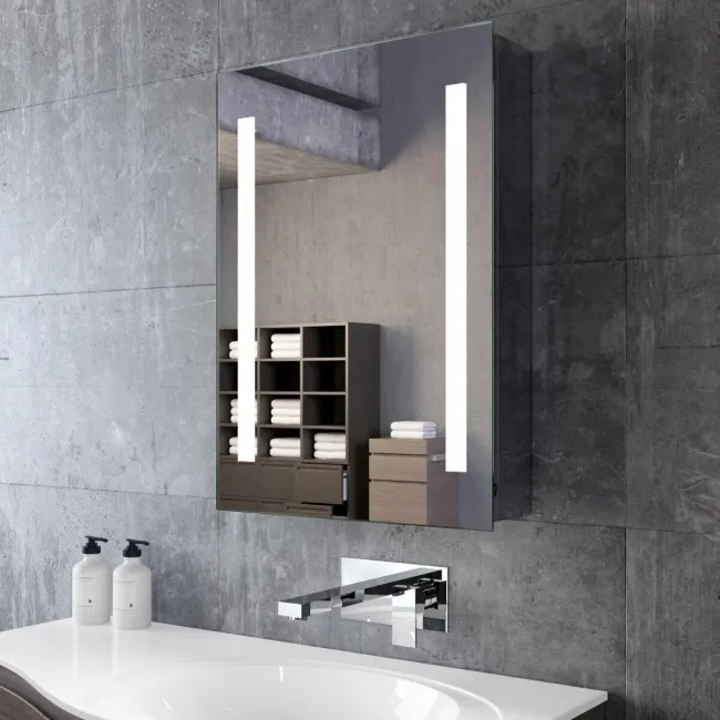 Emielia Battery Powered Illuminated LED Mirror Cabinet 700x500mm