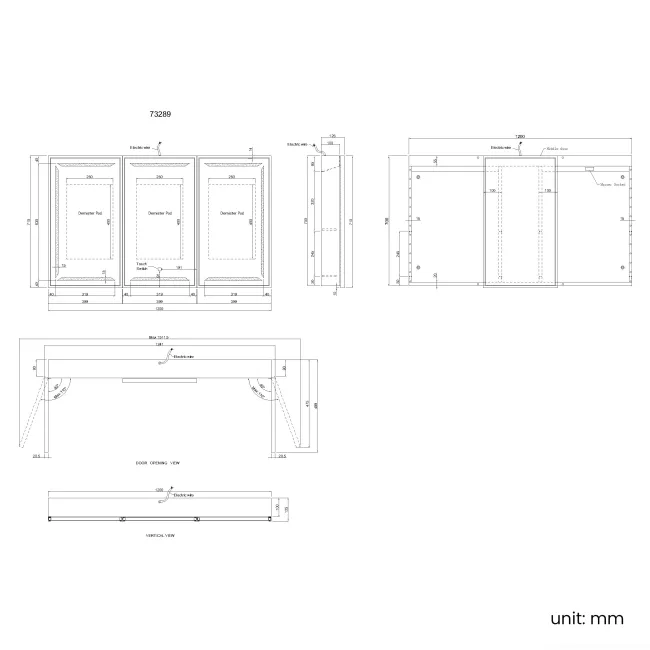 Mia Matt Brass Illuminated LED Mirror Cabinet 710x1200mm