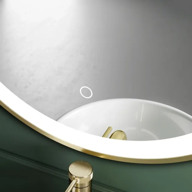 Delilah Brushed Brass Round Illuminated LED Mirror 500mm 