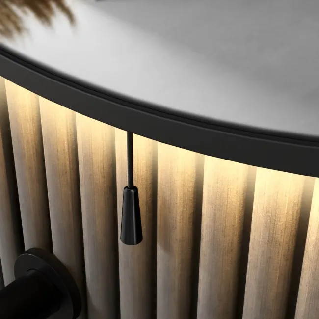Delilah Battery Powered Black Framed Round Backlit LED Mirror 500mm