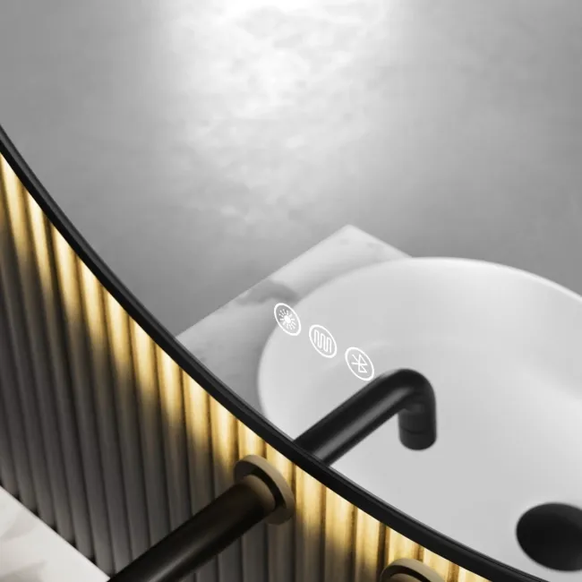 Delilah Black Framed Round Backlit LED Mirror With BLUETOOTH Speaker 500mm