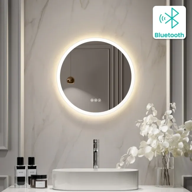 Grace Round Illuminated LED Mirror With BLUETOOTH Speaker 500mm