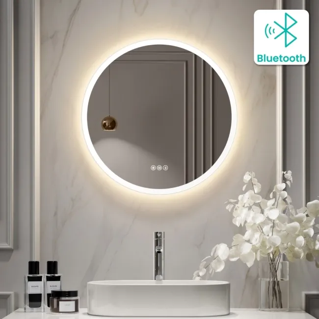 Grace Round Illuminated LED Mirror With BLUETOOTH Speaker 600mm