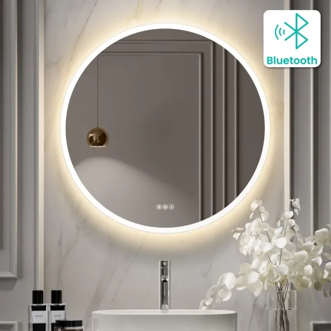 Grace Round Illuminated LED Mirror With BLUETOOTH Speaker 800mm