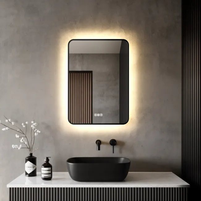 Mila Black Framed Backlit Illuminated LED Mirror With BLUETOOTH Speaker 700x500mm