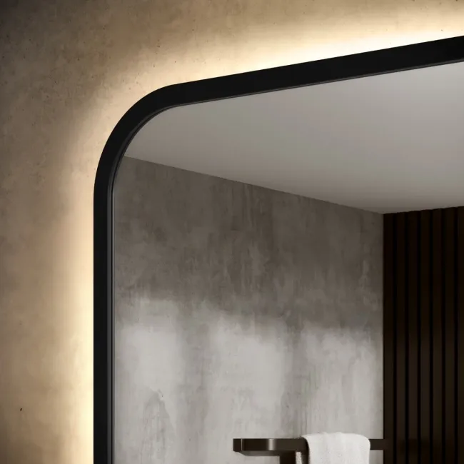 Mila Black Framed Backlit Illuminated LED Mirror With BLUETOOTH Speaker 600x1200mm