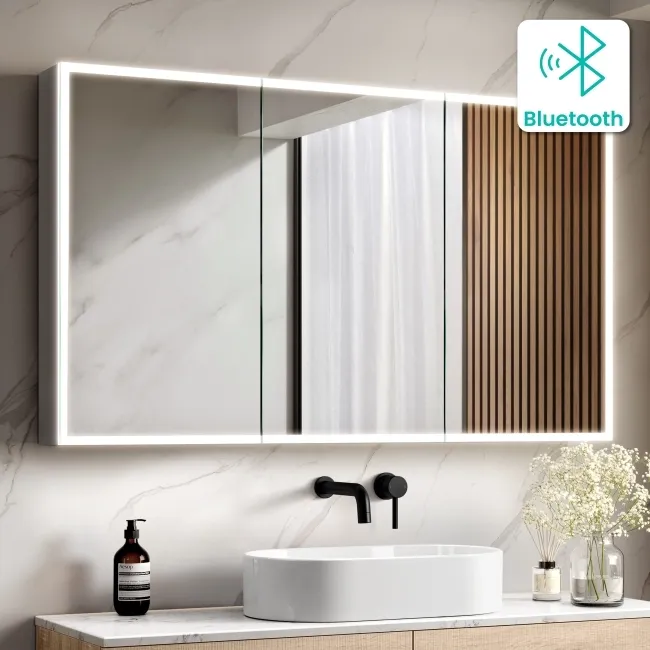 Margot Illuminated LED Mirror Cabinet With BLUETOOTH Speaker & USB Port 700x1200mm