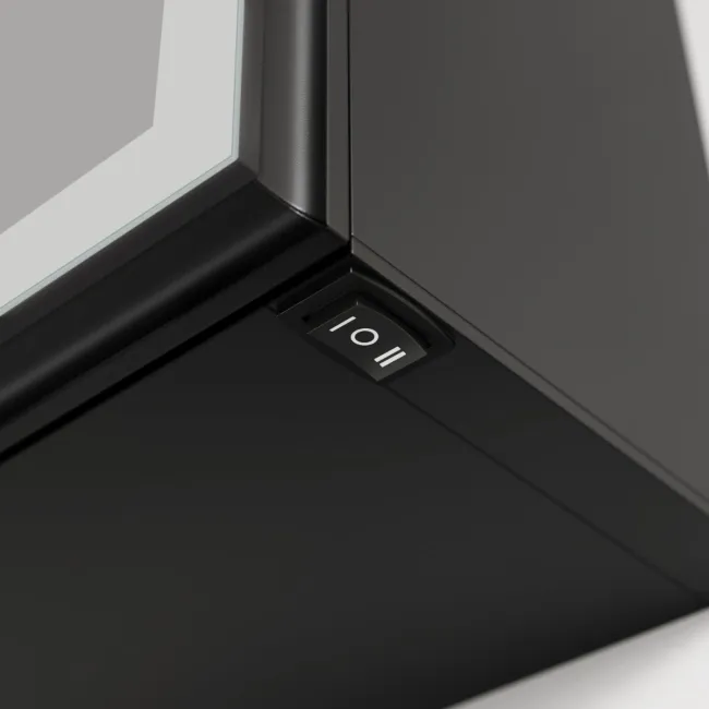 Esme Battery Powered Matt Black Illuminated LED Mirror Cabinet 600x450mm
