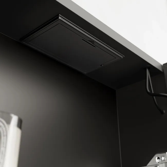 Esme Battery Powered Matt Black Illuminated LED Mirror Cabinet 700x1000mm