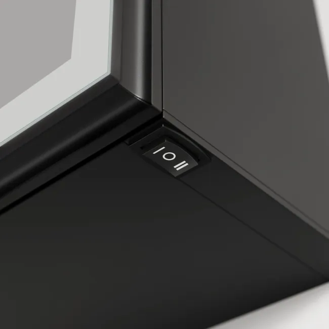 Esme Battery Powered Matt Black Illuminated LED Mirror Cabinet 700x1000mm