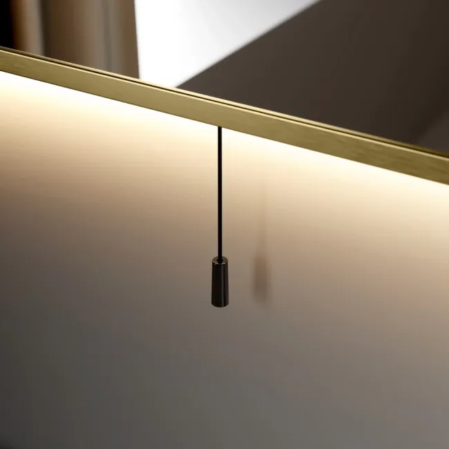 Maya Battery Powered Brushed Brass Arched Backlit Illuminated LED Mirror 750x500mm