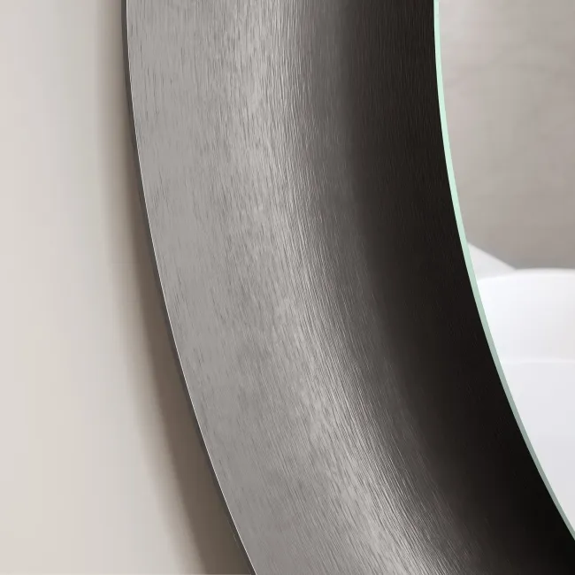 Georgia Pale Brushed Gunmetal Round Illuminated LED Mirror 650mm