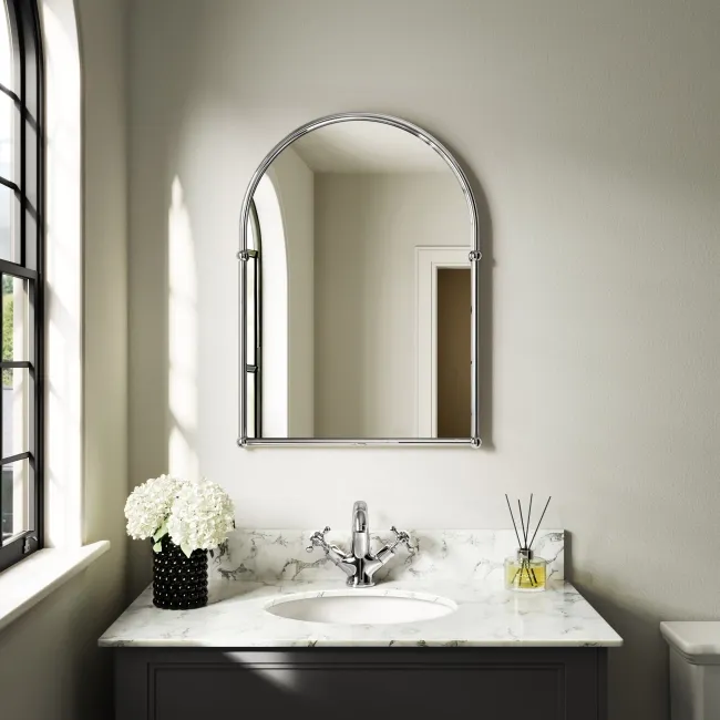 Avoca Traditional Chrome Arched Mirror 673X490mm
