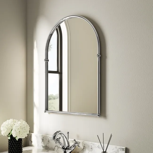 Avoca Traditional Chrome Arched Mirror 673X490mm