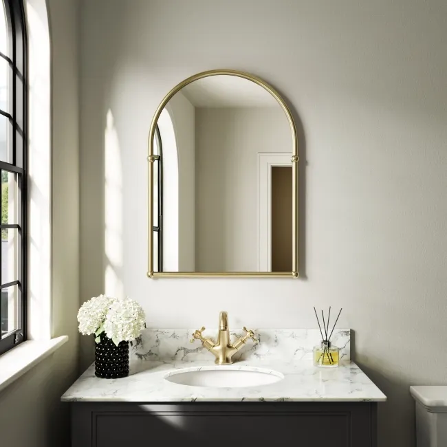 Avoca Traditional Brushed Brass Arched Mirror 673X490mm