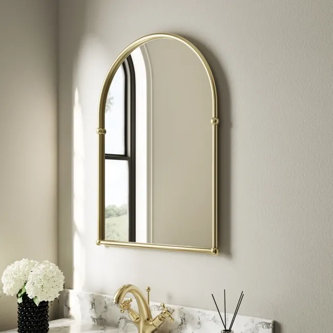 Avoca Traditional Brushed Brass Arched Mirror 673X490mm