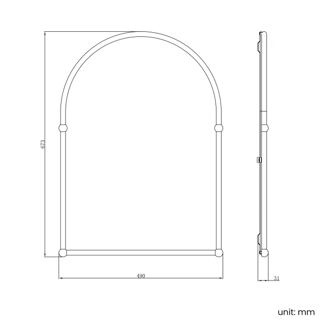 Avoca Traditional Brushed Brass Arched Mirror 673X490mm