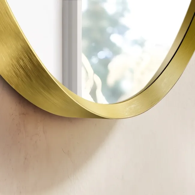 Paris Brushed Brass Round Bathroom Mirror 500mm