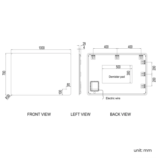 Clara Backlit LED Mirror 700x1000mm