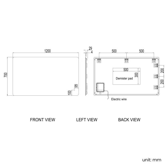 Clara Backlit LED Mirror 700x1200mm