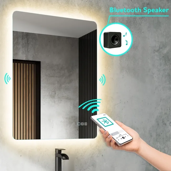 Clara Backlit LED Mirror LED Mirror With BLUETOOTH Speaker 600x400mm