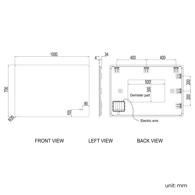 Clara Backlit LED Mirror With BLUETOOTH Speaker 700x1000mm