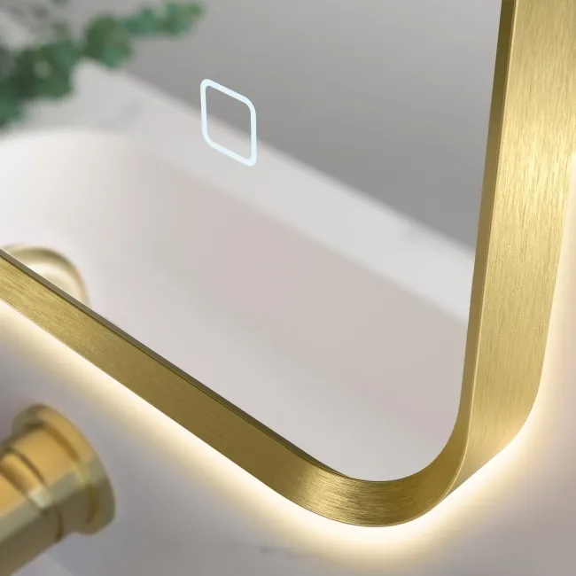 Nina Brushed Brass Backlit Illuminated LED Mirror 800x600mm