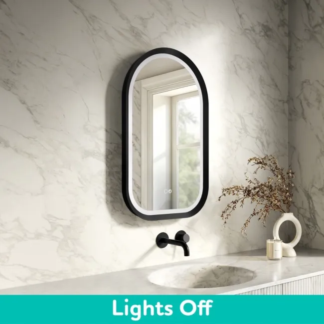 Isabel Matt Black Arched LED Mirror with Front & Back Illumination 800x500mm