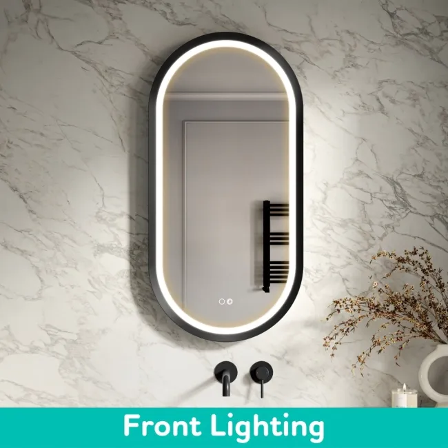 Isabel Matt Black Pill LED Mirror with Front & Back Illumination 1000x500mm
