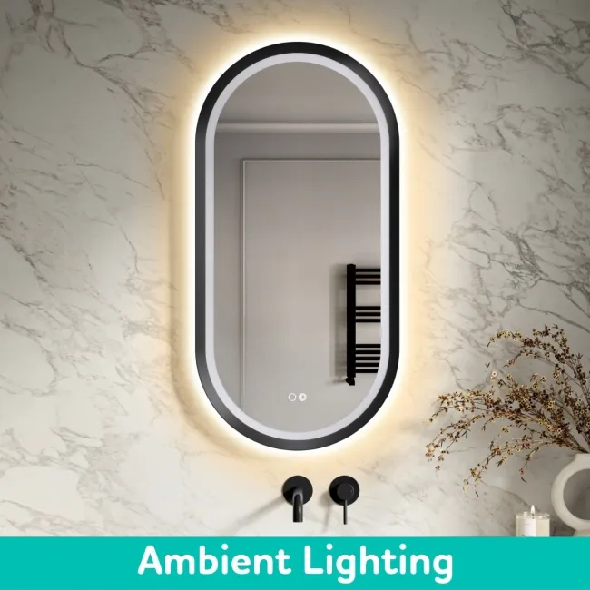 Isabel Matt Black Pill LED Mirror with Front & Back Illumination 1000x500mm