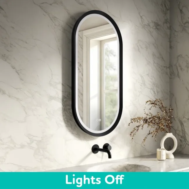 Isabel Matt Black Pill LED Mirror with Front & Back Illumination 1000x500mm