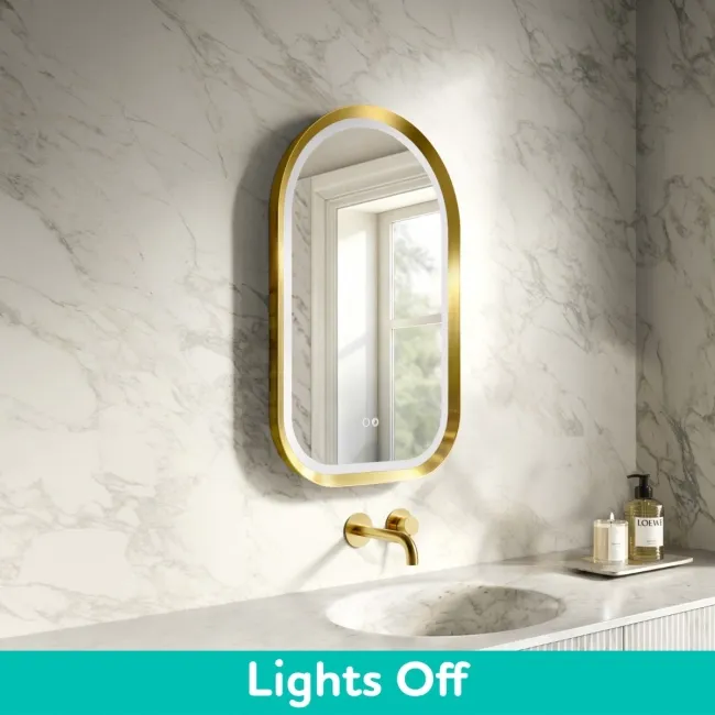 Isabel Brushed Brass Arched LED Mirror with Front & Back Illumination 800x500mm