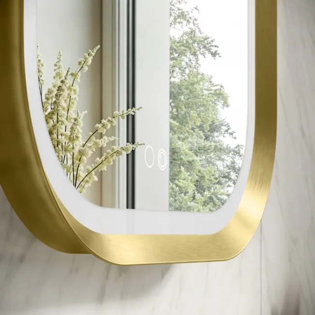 Isabel Brushed Brass Arched LED Mirror with Front & Back Illumination 800x500mm